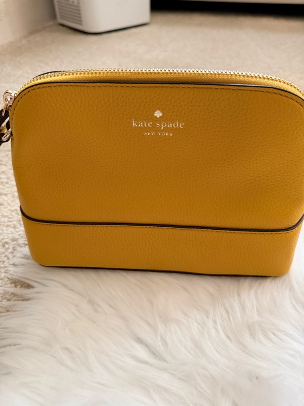 kate spade Yellow Pebbled Leather Dome Crossbody with Gold Hardware
